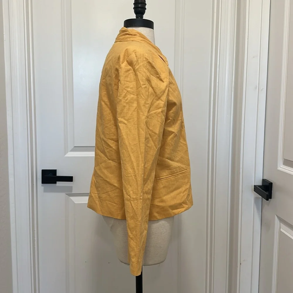 Vintage Bedford fair yellow blazer‎ jacket linen cotton sz 10 preppy bold retro